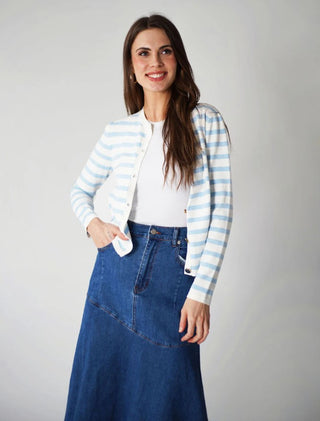 altimge3 for LOUP Blue Denim Stretch 35" Skirt at Dress Code itsdresscode.com