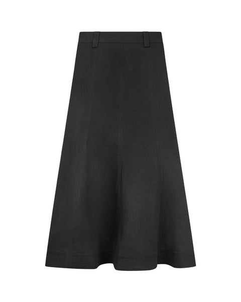 BLOCK JQ TRICOT SKIRT ブラック　Lサイズ Women's modest skirt AVIGAL Black Denim Fluted with Metal Side