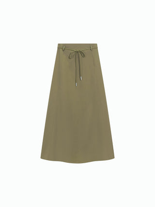 Peode Olive Cotton String Belt 35" Skirt at Dress Code itsdresscode.com