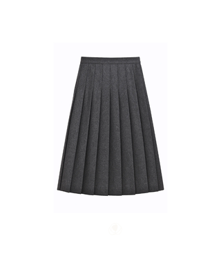 MAXMRKT Charcoal Wool Pleated All Around 32" Skirt with Side Zipper