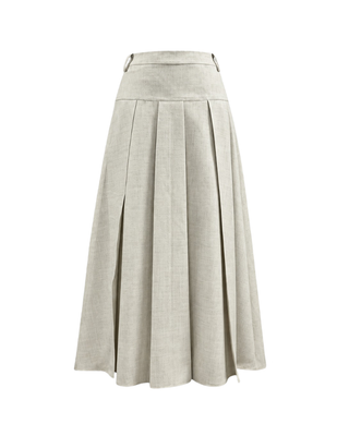 TR26FW18 Light Gray Pleated 36" Yoke Skirt with Belt
