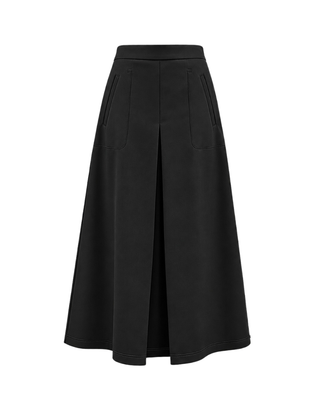 TR26FW02 Black Middle Pleat 33" Skirt with Pockets