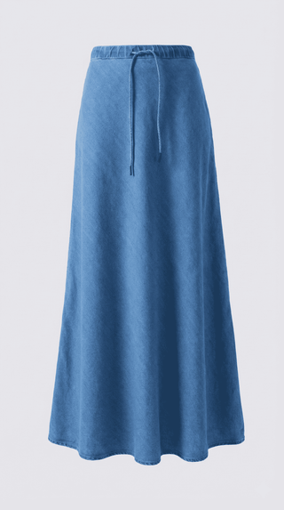 altimge1 Valour Blue Denim A-Line 41" Skirt with Drawstring at Dress Code itsdresscode.com