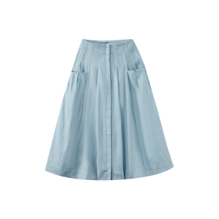 altimge1 for Intarsia Blue Pleated Front Hidden Button Down 34" Skirt With Pocket at Dress Code itsdresscode.com