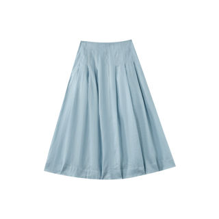 altimge2 for Intarsia Blue Pleated Front Hidden Button Down 34" Skirt With Pocket at Dress Code itsdresscode.com