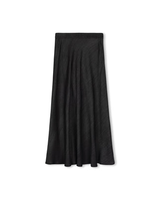 Slate Black Denim Flowy Elastic Waist A-line  35" Skirt at Dress Code itsdresscode.com 