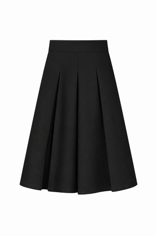Peode Black Wide Pleated Stitched Down 29" Skirt at Dress Code itsdresscode.com