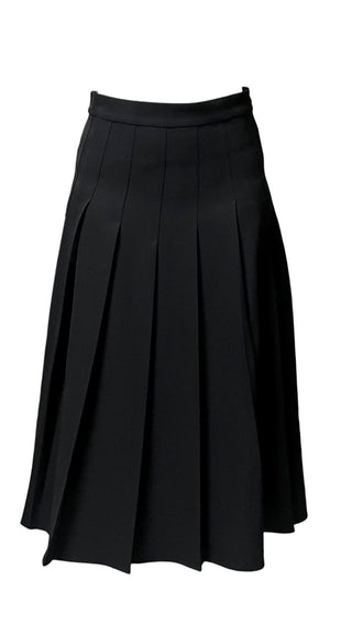 SWF2407-FW25 Black Pleated Thicker Fabric 29" Skirt with Zipper